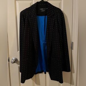 Torrid Black Blazer with Blue Lining with rhinestones